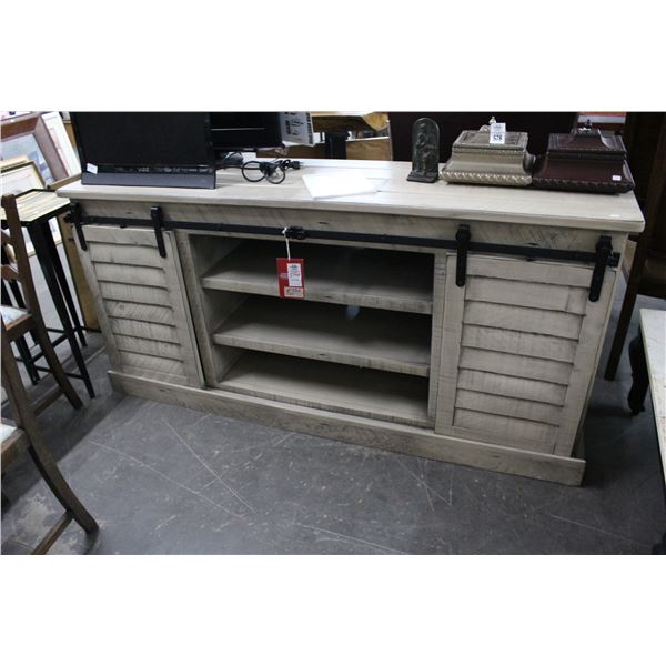 Louvered Barn Door Distressed Console Cabinet - 6'