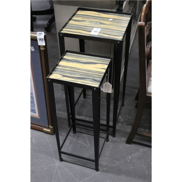 Contemporary Metal Hall Pedestal Nesting Tables - Set of 2