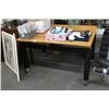 Image 1 : Metal Base Wood Top Rolling Produce Display Table