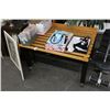 Image 2 : Metal Base Wood Top Rolling Produce Display Table
