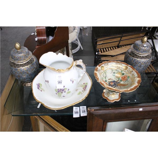 Lidded Compost, Decorator, Pitcher w/Bowl