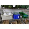 Image 1 : White Porcelain Food Covers, Glass Bottles, Containers, Baskets on Shelf