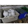 Image 2 : White Porcelain Food Covers, Glass Bottles, Containers, Baskets on Shelf