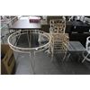 Image 1 : Vintage Round Metal Patio Table w/4 Chairs - Missing Glass Top