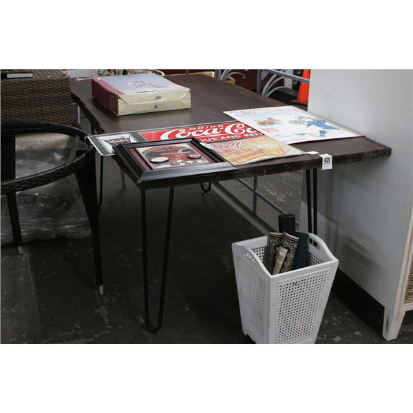Live Edge Cut Large Metal Base Dining Table