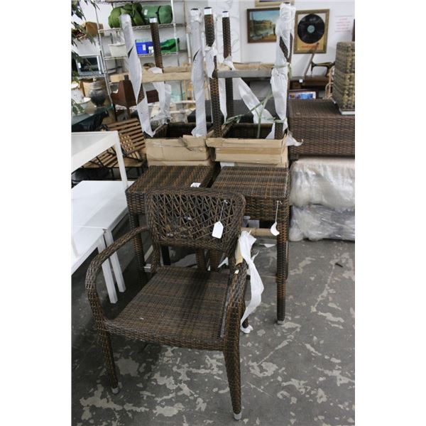 Smith Barnett Wicker Metal Trim Patio Bar Stools - Set of 6