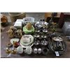 Image 1 : Steins, Silverplate, Mantle Clock, Vintage Microscope, Dishes, Décor
