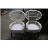 Image 1 : Plastic Wicker Padded Wingback Chairs - Pair