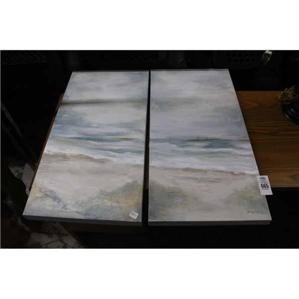 Unframed Oil On Canvas Sea Side Wall Art Signed Walz