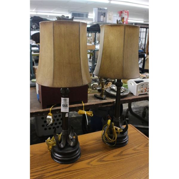 Cast Claw Stick Lamps Pair, Nautical Motif