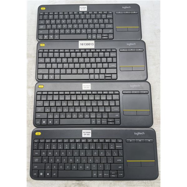 Lot of (4) Logitech K400+ Wireless Keyboards w/Built in Touchpad