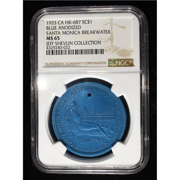 1933 CA HK-687 $1 BLUE ANODIZED NGC MS65