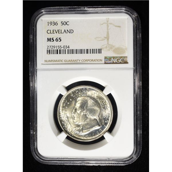 1936 COMMEM 50C CLEVELAND NGC MS65
