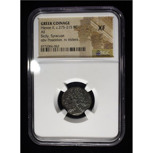 c.275-215 BC HIERON II SICILY, SYRACUSE AE NGC XF