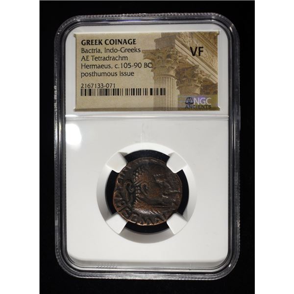 c.105-90 BC HERMAEUS AE TETRADRACHM NGC VF