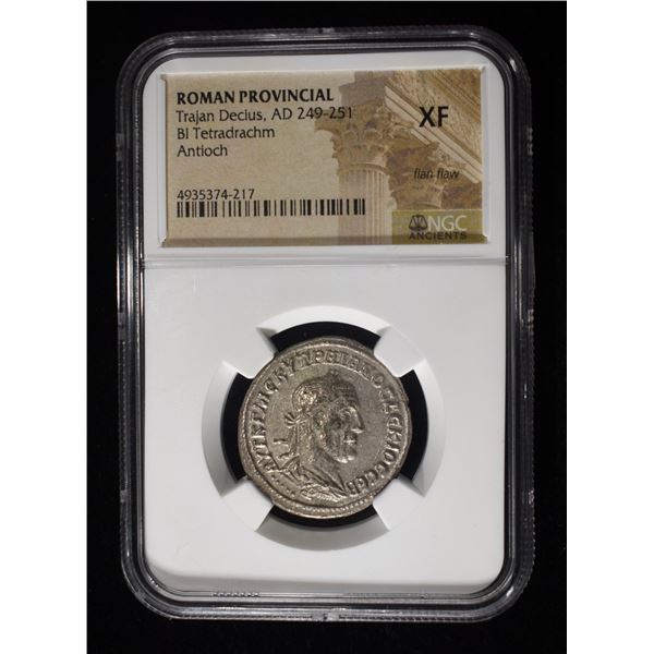 AD 249-251 TRAJAN DECIUS BI TETRADRACHM NGC XF
