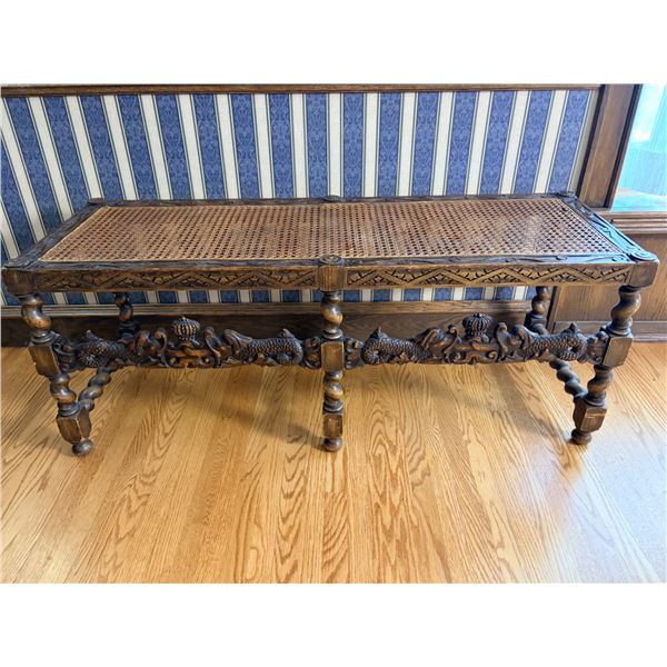 Ornately Carved Wooden Bench
