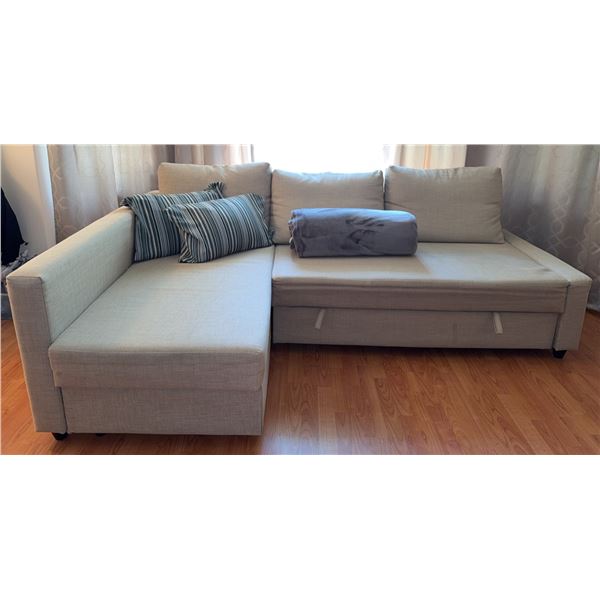 Light Grey Sectional Sofa Bed with Storage Chaise