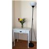 Image 1 : White Wooden Side Table and Black Floor Lamp Set