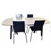 Image 2 : Modern White Rectangular Dining Table With Four Black Chairs