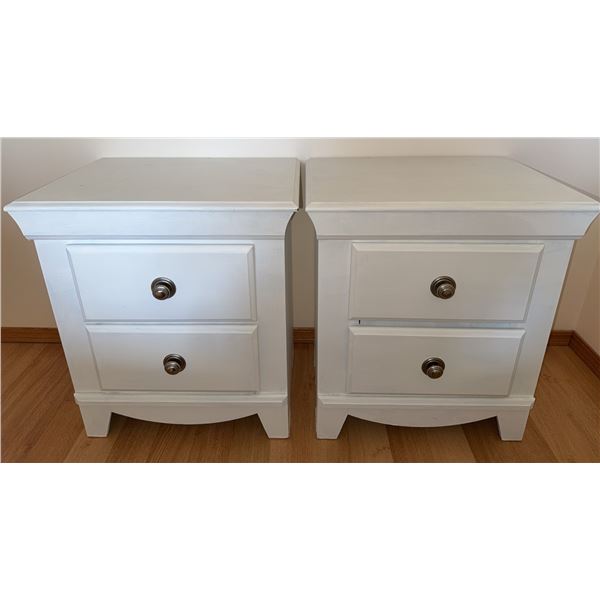 White Two-Drawer Wooden Nightstands