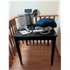 Image 1 : Household Lot with Small Table, Bins, Clock, Portable Vacuum, and Textiles