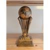 Image 4 : Wooden Shelf with LEGO Friends 41130, Battleship Game, Soccer Trophy, and Globe