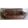 Image 1 : Brown Leather Three-Seater Sofa