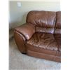 Image 2 : Brown Leather Three-Seater Sofa