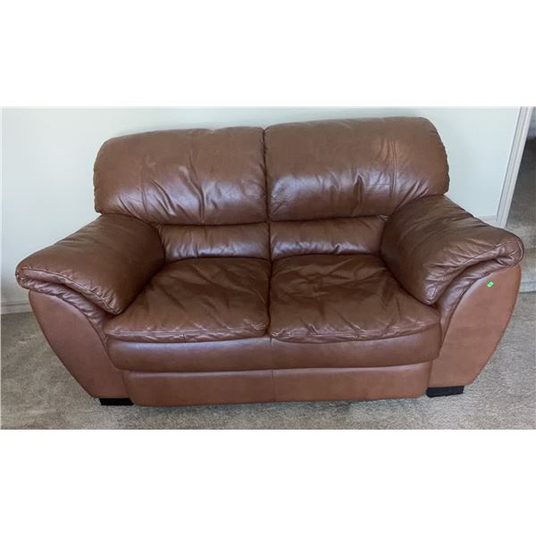 Brown Leather Loveseat