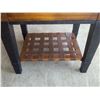 Image 4 : Wood and Glass End Table with Leather Strap Shelf