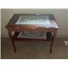Image 2 : Wooden Side Table with Glass Top and Lower Shelf