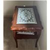 Image 3 : Wooden Side Table with Glass Top and Lower Shelf