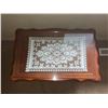 Image 4 : Wooden Side Table with Glass Top and Lower Shelf