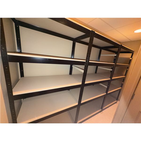 Three Wood and Metal Storage Shelves, Screw-Assembled