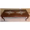 Image 1 : Wooden Coffee Table with Glass Top and Lace Inserts