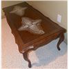 Image 5 : Wooden Coffee Table with Glass Top and Lace Inserts