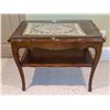 Image 1 : Wood Side Table with Glass Top and Shelf