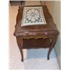 Image 3 : Wood Side Table with Glass Top and Shelf