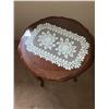 Image 2 : Round Wooden Side Table with Glass Top and Drawer