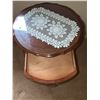 Image 4 : Round Wooden Side Table with Glass Top and Drawer