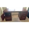 Image 1 : Dark Wood Laminate Double Pedestal Desk With Storage Drawers