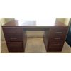 Image 2 : Dark Wood Laminate Double Pedestal Desk With Storage Drawers