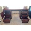 Image 3 : Dark Wood Laminate Double Pedestal Desk With Storage Drawers