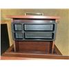 Image 4 : Dark Wood Laminate Double Pedestal Desk With Storage Drawers