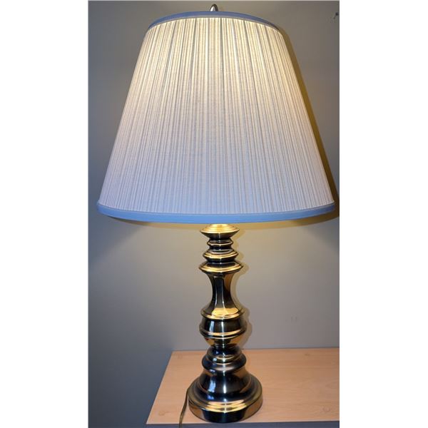 Polished Brass Table Lamp with Pleated Shade