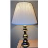 Image 1 : Polished Brass Table Lamp with Pleated Shade