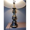 Image 2 : Polished Brass Table Lamp with Pleated Shade