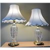 Image 1 : Cut Glass and Brass Table Lamps, 26 and 31 Inches Tall