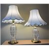 Image 2 : Cut Glass and Brass Table Lamps, 26 and 31 Inches Tall